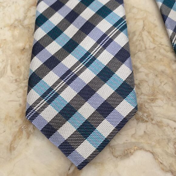 Original Penguin 100% Skinny Tie Blue Plaid - Unisex - Picture 3 of 8